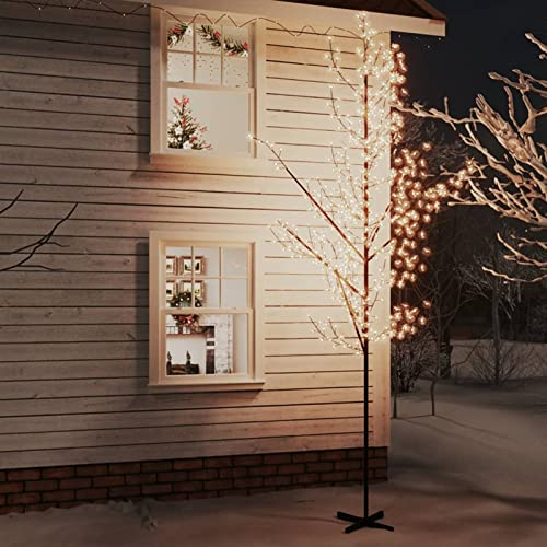 ShGaxin Baum mit Kirschblüten Warmweiß 672 LDS 400 cm, Lichterbäume Für Draußen, Kirschblütenbaum, Leuchtender Baum,Bäumchen Weihnachten, Beleuchteter Baum - 345135