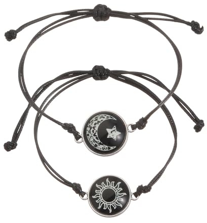 IXDEAXLY 2pcs Sun and Stars Moon Bracelets Friendship Bracelets Set for Best Friends Bracelet for Lovers Partners
