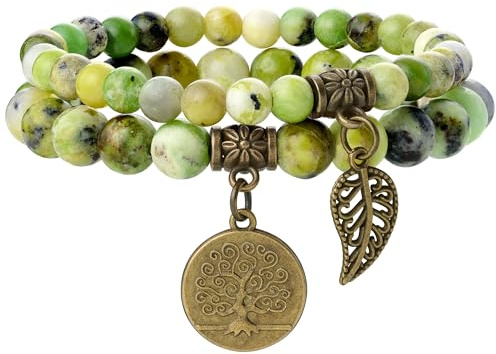 Farfume Bracelet Pierre Naturelle Pour Femme et Homme Serpentine-M