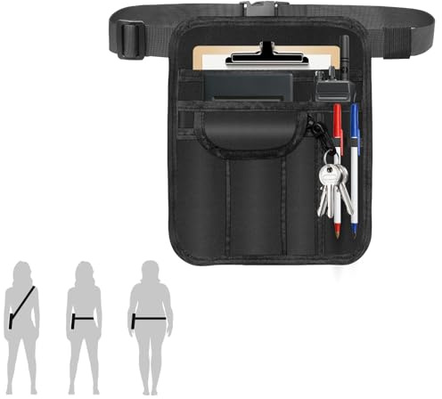 Coldairsoap Marsupio da cameriera, con tasche e cintura regolabile, per ristorante, hotel, bar, ristorante, ristorante, ristorante, server, nero, Classic Server Pouch
