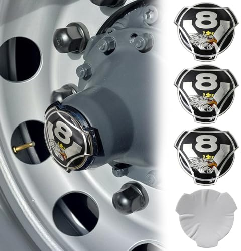 4 piezas calcomanías de aluminio Griffin V8 personalizadas que se ajustan a tapas centrales de aros de llantas de camión Scania, emblema de insignia, pegatina cubierta (negro)