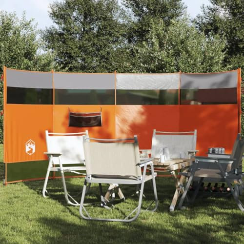 Tidyard Brise-Vent de Camping Gris et Orange 366x152x152 cm imperméable Clôture de Jardin