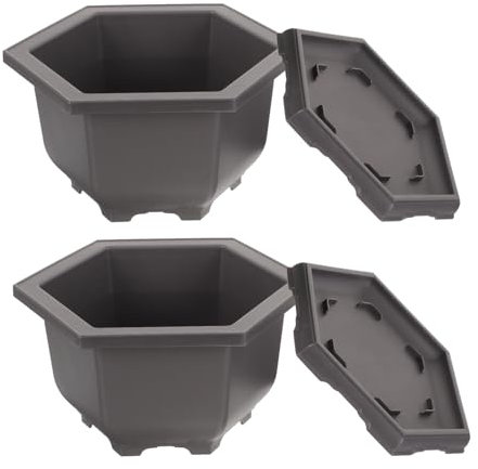FRCOLOR Pflanzenkübel 2 Sets Pflanzentopf Plastik Pflanzentopf Und Untertassen Set Bonsai Sukkulente Pflanzgefäßbehälter Plastikpflanztopf Bonsai Schalen