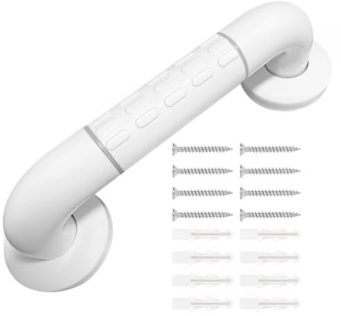 Xpieoyrm 30cm Agarraderas Baño para Mayores, Asa de Seguridad, Antideslizante, Agarrador Ducha de Acero Inoxidable y ABS plástico con Anillo Fluorescente, Tirador Auxiliar para Bañera y Escalones