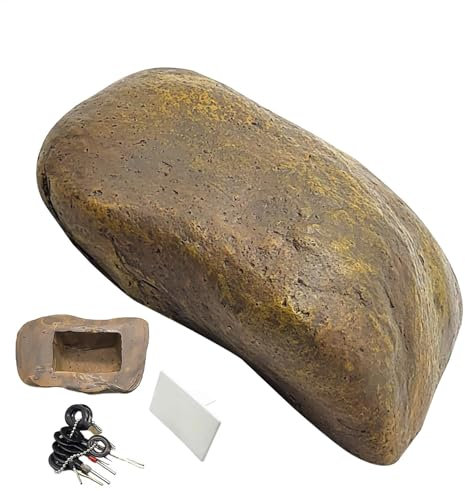 Portachiavi in pietra finta, portachiavi da giardino, in pietra, per nascondere una roccia chiave in resina, per giardino, esterno e chiavi