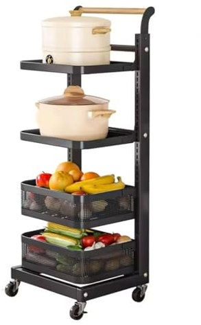 LJPZYOY Kitchen Pan Rack nizer with Lid Holder and Storage Baskets Black Cupboard Door Pan nizer for Sauce Pans.