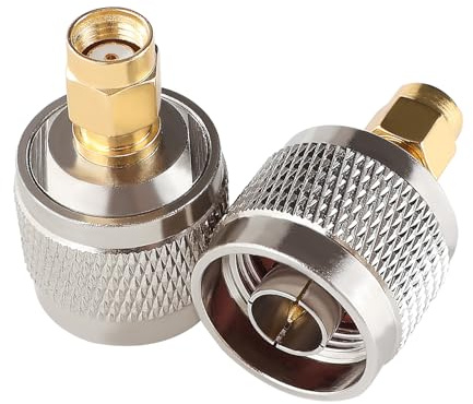 KUOQIY 2 Pezzi Rame Adattatore N a RP-SMA, Tipo Maschio N a RP-SMA Maschio Connettore Coassiale, per Antenna WiFi Broadcast Radio