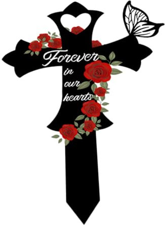 NOLITOY Croix Commémorative Métal pour Cimetière Marqueur De Jardin pour Décoration De Sépulture Piquet Souvenir pour Proches