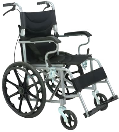 AIZYR Carrozzina Pieghevole Per Adulti Carrozzine Leggere Da Trasporto, Carrozzina Manuale Portatile Per Anziani, Da Viaggio,Nero,Wheel d 17.7