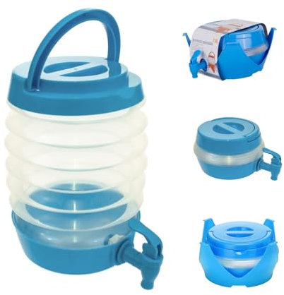 Distributore di bevande pieghevole con rubinetto, 3,5 L/5,5 L/7,5 L, contenitore per acqua in plastica, per cocktail freddi, bevande, succhi di frutta, bottiglia portatile per campeggio, feste, casa
