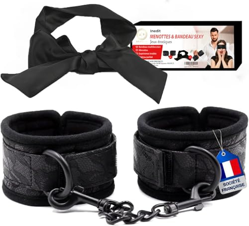 Menottes sexy Erotique - Menottes Sex Lit - Accessoires Sexuel Pour Adulte - Bondage Sex Femme - BDSM Accessoire - SexToys Adulte Couple - Jouet Sexy - toy's couple (MENOTTES + BANDEAU SEXY)
