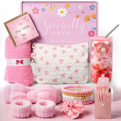 TUZELIYA Exquisite Birthday Gifts for Girls Teens - Best Birthday Presents for Her - Unique Gift Baskets for Women - Graduation Gifts for Best Friends Daughter Sister Girlfriend Colleague Mom - Pink