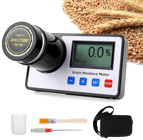 STMKB Misuratore di umidità per Cereali, Misuratore di umidità Portatile per Semi con Compensazione della Temperatura, Misuratore di umidità per 19 Cereali, tra Cui Grano, Soia, caffè E Altro Ancora