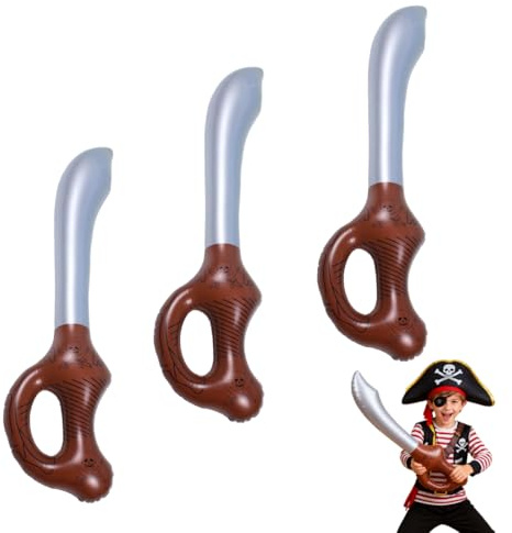 YUVKIN 3 Pezzi Spade Pirata Gonfiabili, Decorazioni per Feste, Accessori per Foto, Giocattoli, Armi, Spade Pixel, per Halloween, Costumi, Cosplay, Feste