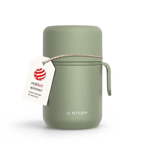 LARS NYSØM Tarro Térmico de Acero Inoxidable - Recipiente Hermético para Comida Caliente y Fría, Termo de Boca Ancha para Sopas, Trabajo y Viaje (Sage Green, 500ml)