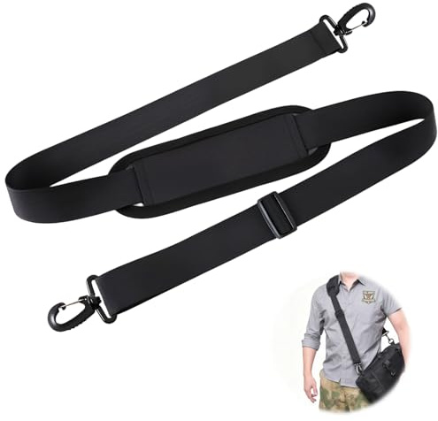Aisikoo Gurt für Umhängetasche, robuster Schultergurt für Taschen 90-160cm | Tragegurt Tasche Ersatz, Taschengurt schwarz mit Schulterpolster 38 mm, Schulterpolster zu Laptoptaschen & Sporttasche