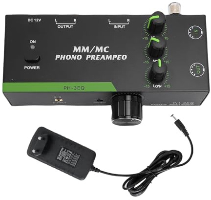XUMIUZIY Préampli Phono pour Platine Vinyle, Mini Préamplificateur Audio Domestique pour Mm MC, Prend en Charge la Sortie Casque 3,5 Mm, Sortie D'entrée XLR 5 Broches, égalisation 3 Bandes, (Prise UE)