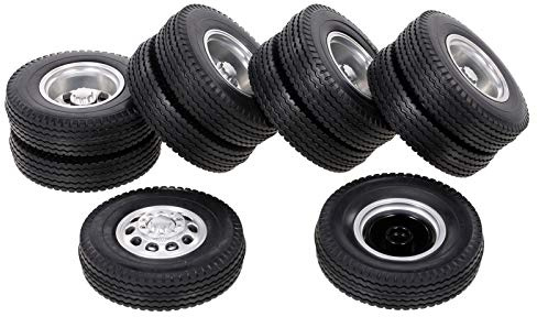 Sanfoelek Compatible with Tamiya 114 RC Tractor Truck Aluminum Alloy Front & Rear Truck Wheel Rim Tes 6PCS