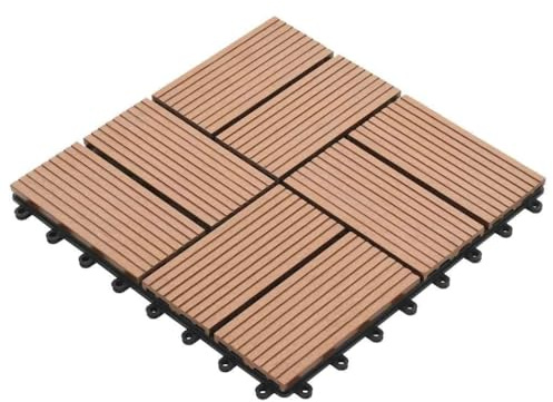 Selbstklebende Bodenfliesen Bad,Terrassenfliesen 6 Stk. 50x50 cm Holz Braun,Boden für Wohnzimmer,Küche,Esszimmer