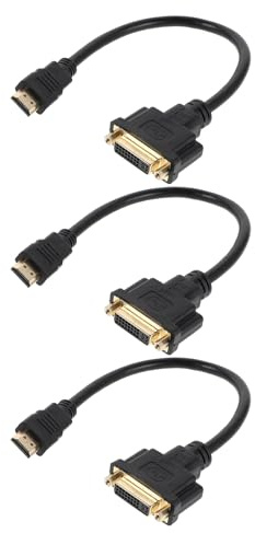COHEALI 3 Pièces Adaptateur Vidéo Haute Définition Mâle vers Dvi Femelle pour Moniteur HDTV et Station de Travail