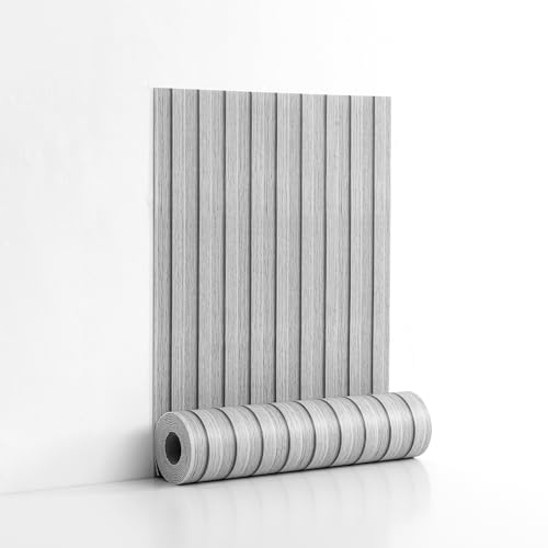 LVSHI Gray Peel and Stick Slat Wall Panels,Wood Grain Paneling 118x15.75
