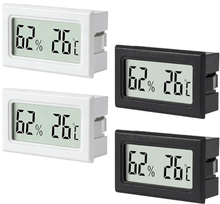 4 Pezzi Igrometro E Termometro Ambiente,Igrometro Umidità Casa Con Lcd,Mini Misuratore Umidità Ambiente,Adatto Per Interni,Uffici,Soggiorni E Cantine (Bianco E Nero)