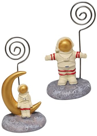 Ciieeo Kreative Astronaut Fotoclips 2 Stück Notizhalter aus Metall in Gold Memo und Bildhalter für Büro Party und Schreibtischdekoration