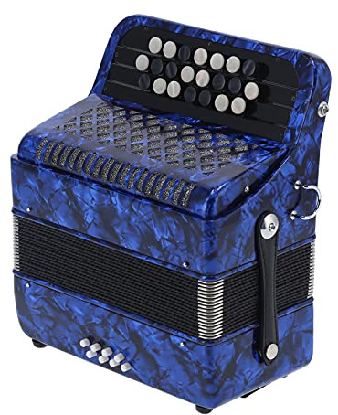 LiebeWH Acordeón Diatónico de 22 Teclas 8 Bajos Caña de Botón Profesional con Estuche de Transporte Instrumento Musical Educativo para Adultos Principiantes Regalos para el Día de la Madre Metal de