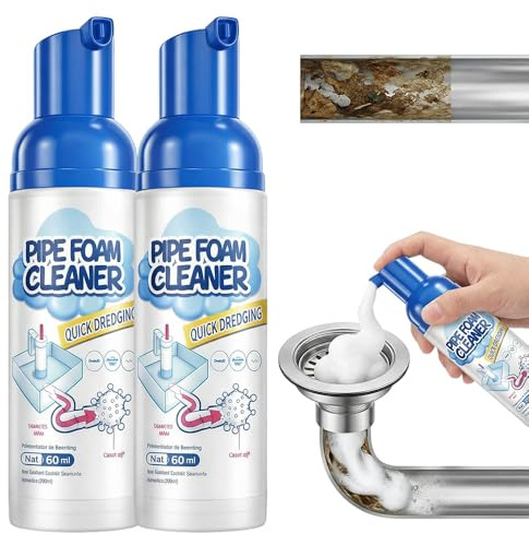 Rohrreiniger Extrem Stark, 2026 Neu WC Reiniger Toilettenreiniger Extrem Stark, Abflussreiniger Rohrreinigungsmittel, WC Schaumreiniger für Küche Bad Toiletten (2 Pcs, 60ml)