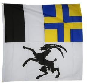 Flaggenfritze Hissflagge Schweiz Kanton Graubünden 120 x 120 cm - quadratische Kantonsfahne für Mast, Garten & Event - 2 Metallösen