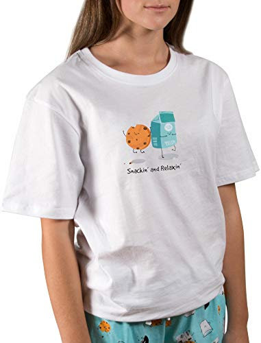 Pavilion Gift Company - T-Shirt - Pajama Shirt - Button-Down - Short Sleeve Unisex-Adult S White