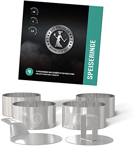 Ess-Nische® 10 cm Anneaux à dessert et à hamburger - accessoire idéal pour le barbecue comme presse à hamburger ou mini moule à gâteau rond - convient également aux petits pains