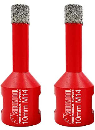 SHDIATOOL Dry Diamond Drill Core Bits 10mm x M14 Tile Hole Saw 2pcs | Porcelain Tile Drill Bit 10 mm Vacuum Brazed for Ceramic Granite Marble Stone