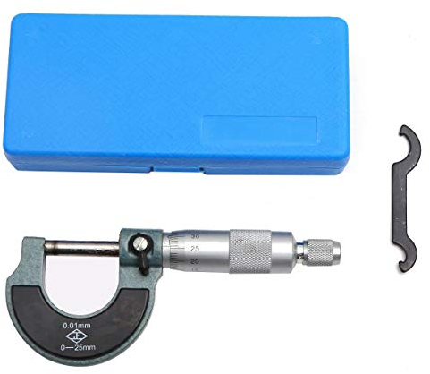 External Micrometer Metric 0-25mm High Precision with Carbide Tipped Anvils Metalworking Engineering and Mechanic Car Repair Precise Measuring Tool TOPWAY 401301