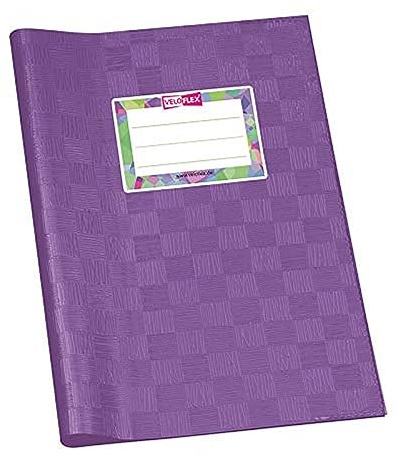 VELOFLEX - Schulhefthülle DIN A5 PP Lila 25 Stück | Gedeckte PP-Folie mit Bastnarbung, im Hochformat, mit Namensetikett zum Beschriften