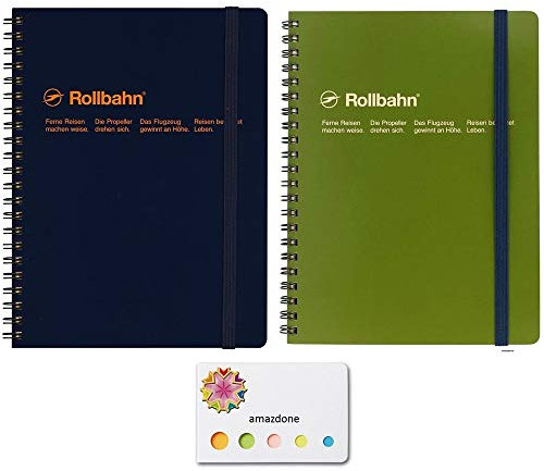 Roruban Delfonics Roruban Pocket Memo A5 dunkelblau & oliv (500056-428,500056-228) 2 Stück und unsere Original Haftnotizen