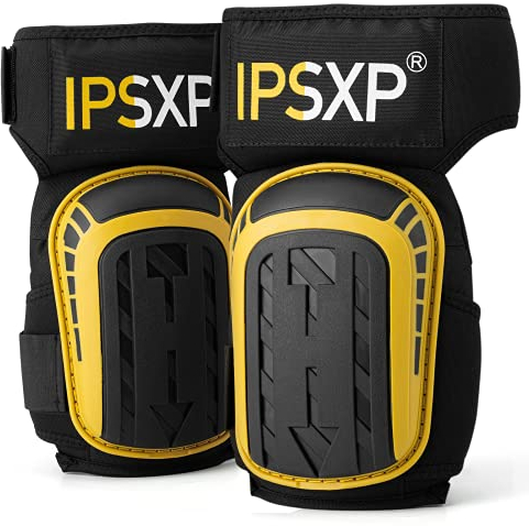 IPSXP Professionelle Knieschoner,robuste Schaum-Polsterung, bequemes Gel-Polster, strapazierfähigen Doppelriemen,Kniepolster für BAU-, Gartenarbeit,verstellbar