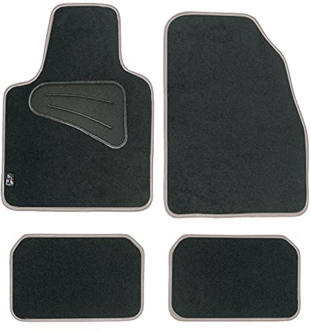 The Boutique for Your Car - Juego Alfombras Moqueta Select Negra TALONERA TERMOSELLADA Y Ribete Gris