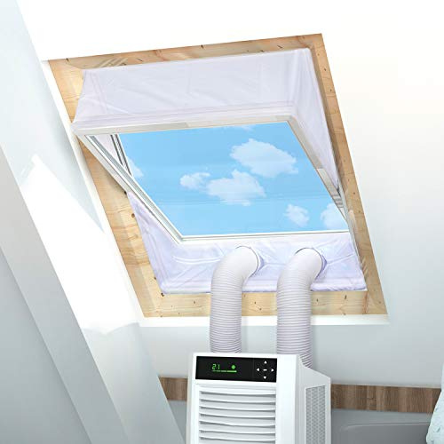 Fensterabdichtung für Mobile Klimageräte Dachfenster, Hot Air Stop zum Anbringen an Schwingfenster, Fensterabdichtung Klimaanlage für max 390cm Fensterumfang, Fensterkitt Set 2x190cm