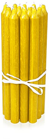 LUMELY dänische Premium Stabkerzen Sonnengelb, 12er Pack, Höhe 29cm, Ø 2,2cm, Brenndauer ca. 14 Stunden, zylindrische Leuchterkerzen, Deko Kerzen Set, Kerzen Skandinavisch