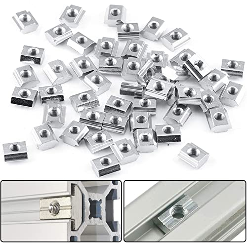 60 Stück Nutenstein Europäischer Standard Kohlenstoffstahl Schiebe T Nut Mutter T-Schiene Gleitmuttern T-Nutmuttern für Aluminiumprofil Zubehör Holzbearbeitungswerkzeug, Stecknuss (20Typ-M4)