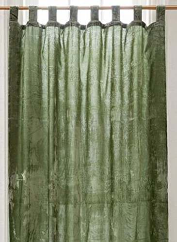 Rajbhoomi Samtvorhänge für Fenster und Tür, Samtstoff, Raumverdunkelung, Fenstertür, Vorhänge mit Schlaufen, Grün, 200 x 100 cm