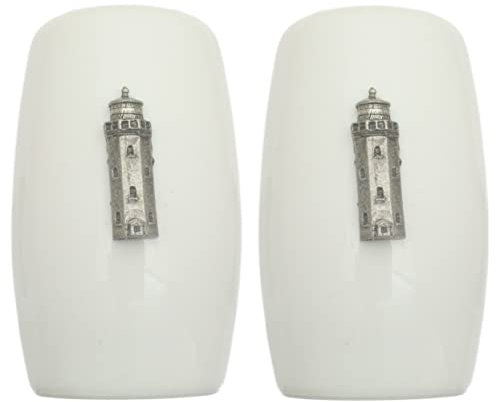Lighthouse China Salt and Pepper Shakers Cruet Set Modern White CSP 429