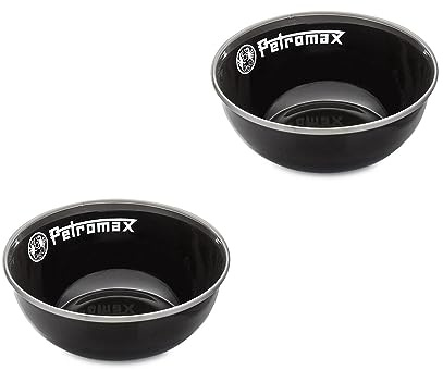 Petromax Cuenco esmaltado, negro, paquete de 2 (160 ml)