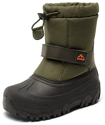 NORTIV 8 Kids Snow Boots Boy's Girl's Waterproof Cold Weather Classic Booties Hiking Outdoor Shoes (Toddler/Little Kids/Big Kids),Size 4 Big Kid,Army Green,SNSB221K