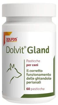 Dolvit Gland – Preparado para perros y gatos para vaciar las glándulas peras anales, para la correcta formación de heces – Contiene extractos de hierbas, esmectitas y prebióticos – 60 comprimidos
