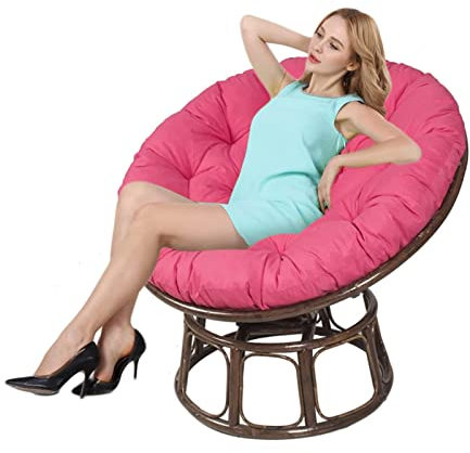 TDHLW Kissen für Hängesessel, Papasansessel Kissen, Papasan Chair Cushion Pads Floor Cushion Round Papasan Armchair Geeignet für drinnen und draußen,Rose red,130 * 130cm