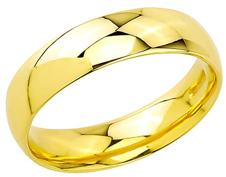 JC Trauringe | Einzelring | Traumhafter Ehering Hohl 5 mm breit I 585 Gold Poliert I Verlobungsring Partnerring Gelbgold mit Gravur in edler Schatulle I 1 Hochzeitsring | Ring ohne Stein I AP03