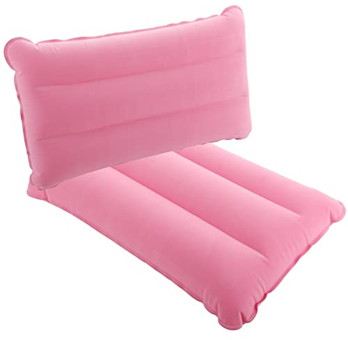 SUTAFOR Set di 2 Cuscini Gonfiabili per Viaggio, Spiaggia, Campeggio e Escursioni Pieghevole Cuscino da Esterno in Velluto 44x28 cm, Rosa