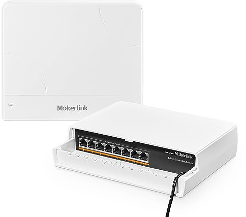 MokerLink 8 Port Gigabit PoE Switch für den Außenbereich, 8 PoE+ Ports 1000Mbps, 802.3af/at 120W, wetterfester lüfterloser Unmanaged Plug and Play Switch
